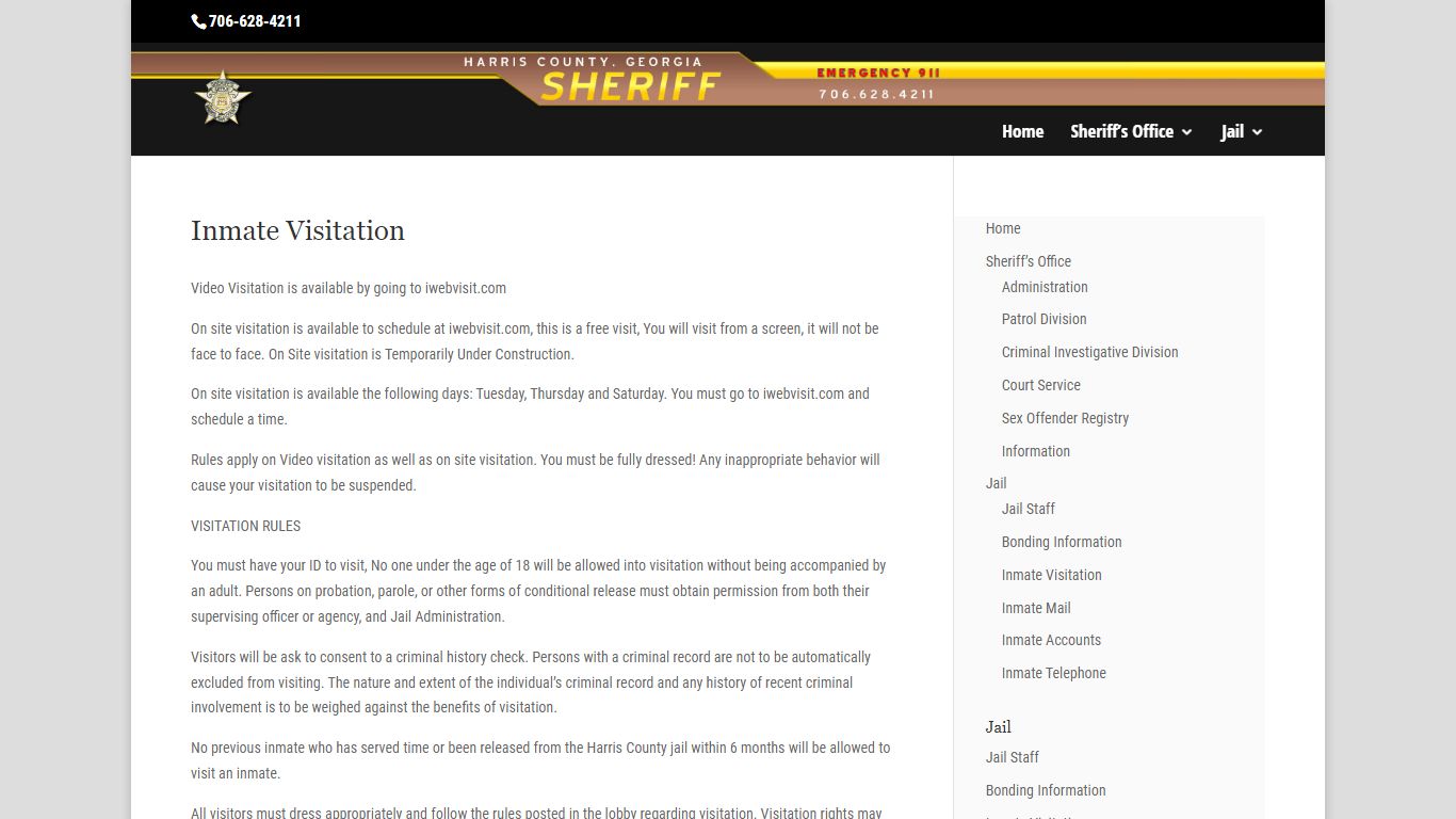 Inmate Visitation | Harris County Georgia Sheriff